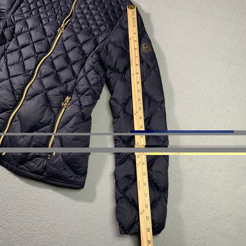 MICHAEL Michael Kors navy lightweight quilted down jacket gold logo zipper M - Picture 5 of 9